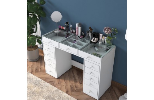 Kozmetična mizica Seral (Bela)