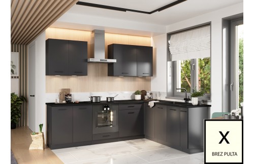 KUHINJSKI BLOK ANIKA 200 CM - ANTRACIT SIVA