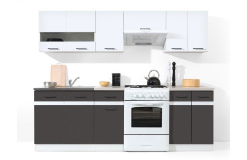 Kuhinja JUNONA (240 cm), Sivo/Bela - POŠKODOVANO