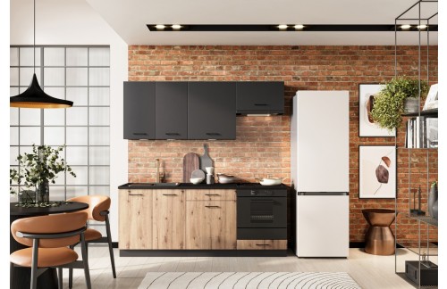 KUHINJSKI BLOK ANIKA 200 CM - ARTISAN HRAST/GRAFIT SIVA