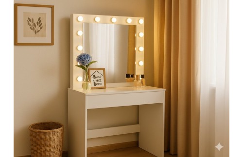 Ličilna mizica Patar z osvetlitvijo (bela)