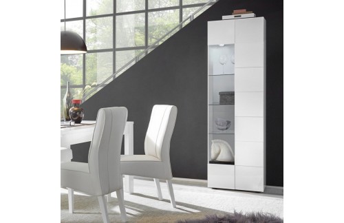 Moderna bela vitrina s steklenimi policami 187 cm DAMA 209008-10