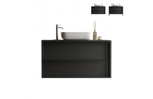 Moderna črna kopalniška omarica z umivalnikom STEEL 438986-S110
