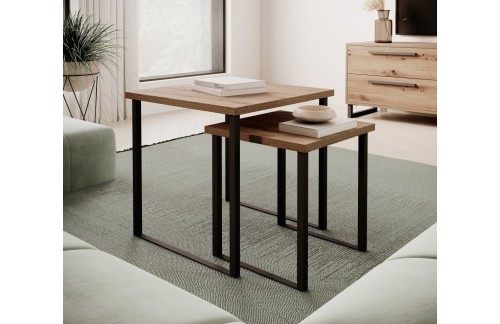 Moderna kavna mizica 2v1 ARIA iz kolekcije - HRAST ARTISAN-ČRNA