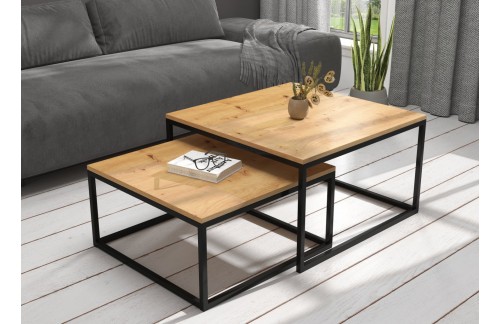 Moderna kavna mizica 2v1 KAMA, kovinski okvir - ČRNA