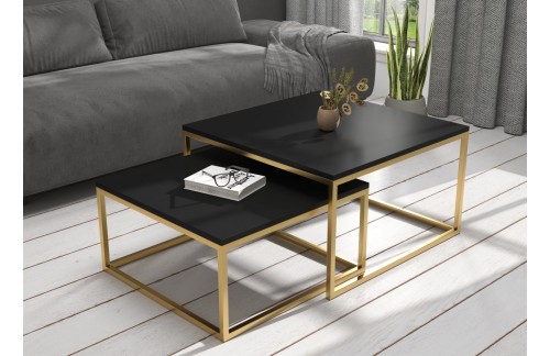 Moderna kavna mizica 2v1 KAMA, kovinski okvir - ZLATA