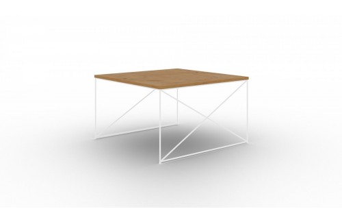 Moderna kavna mizica Nelia s kovinskim podnožjem - BELA