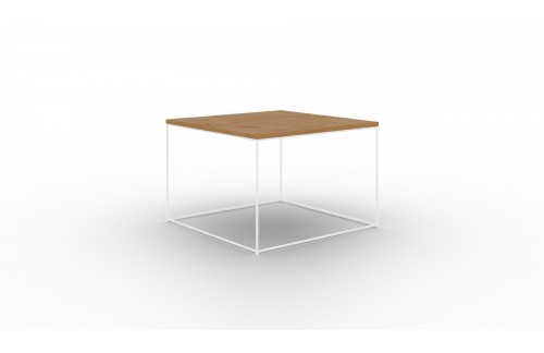 Moderna kavna mizica Roni z žičnatim podnožjem - BELA