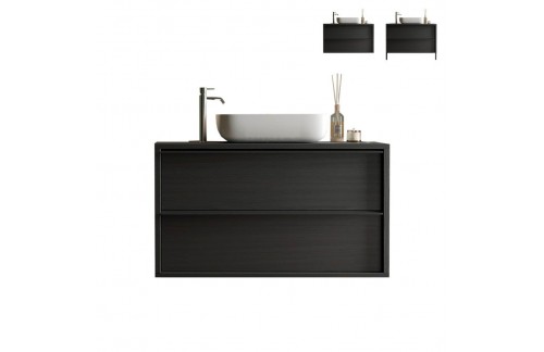 Moderna kopalniška omarica z umivalnikom 92x64 cm STEEL 438986-S92