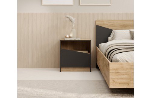 Moderna nočna omarica Atson v hrastu in črni