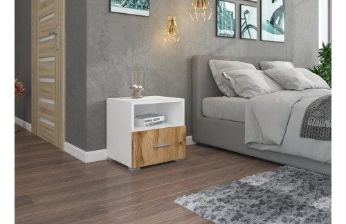 Moderna nočna omarica EMI s predalom - BELA