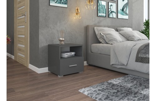 Moderna nočna omarica EMI s predalom - SIVA