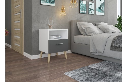 Moderna nočna omarica LOGAN s predalom - BELA