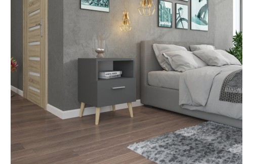 Moderna nočna omarica LOGAN s predalom - SIVA