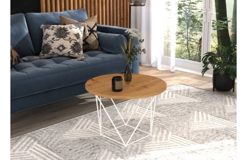 Moderna okrogla kavna mizica LIAM - BELA