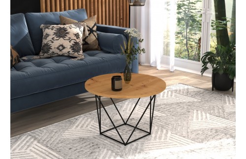 Moderna okrogla kavna mizica LIAM - ČRNA