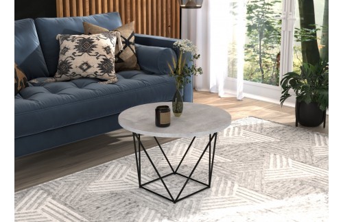 Moderna okrogla kavna mizica LIAM - ČRNA-BETON