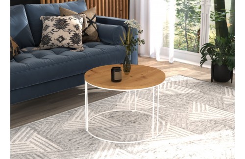 Moderna okrogla kavna mizica NOEL - BELA