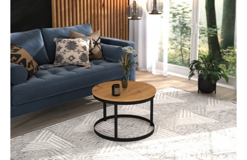 Moderna okrogla kavna mizica RINEN - BELA