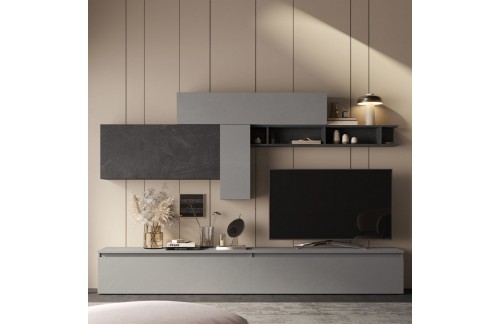 Modularna siva dnevna stena z odprto polico INFINITY 2.0 900023