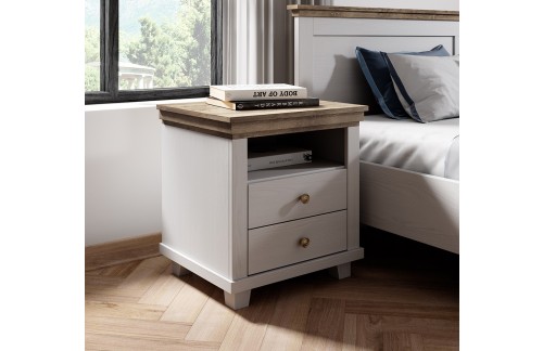 NOČNA OMARICA EVORA - BELA ABISKO PEPEL/HRAST