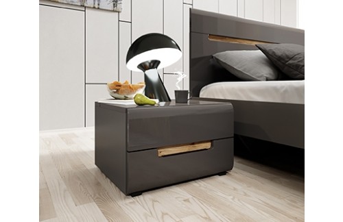 NOČNA OMARICA HEKTOR - SIVA/SIVA VISOK SIJAJ