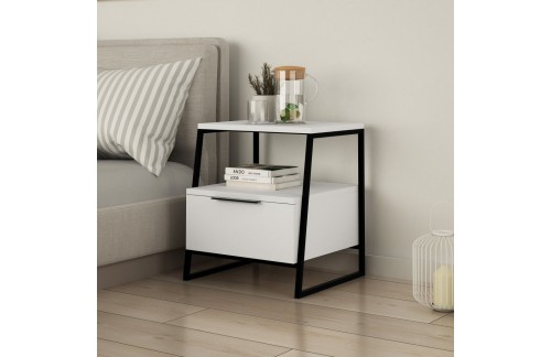 Nočna omarica Joran (Bela/Črna)
