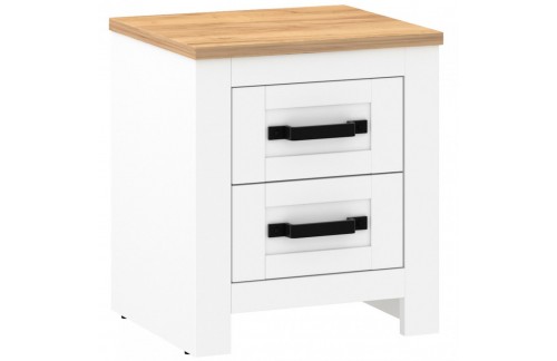 Nočna omarica RONCO 3 (bela/hrast)