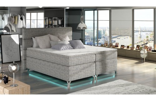 Oblazinjena boxspring postelja Amadeo z LED osvetlitvijo