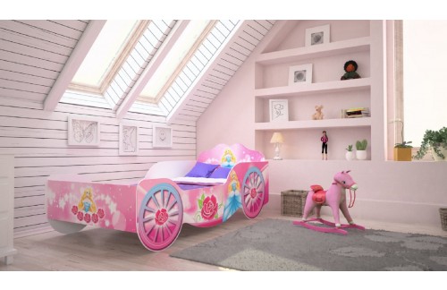 Otroška postelja KARETA z vzmetnico 140x70 cm