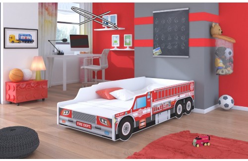 Otroška postelja z vzmetnico FIRE TRUCK 140x70 cm