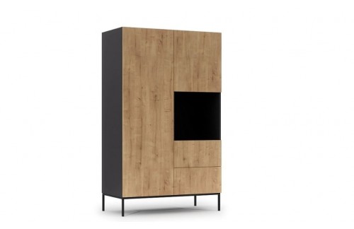 OZKA GARDEROBNA OMARA LANZZI - ČRNA MAT/HRAST