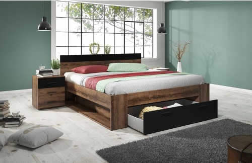 POSTELJA BETA S PREDALOM 180X200 - SAMOSTANSKI HRAST/ČRNA