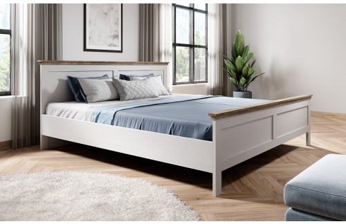 POSTELJA EVORA 180 CM - BELA ABISKO PEPEL/HRAST