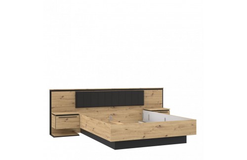 Postelja IZO 160x200 (hrast/črna) - DOBAVLJIVO TAKOJ