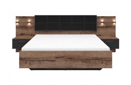 POSTELJA KASSEL 160X200 - SAMOSTANSKI HRAST/ ČRNI HRAST