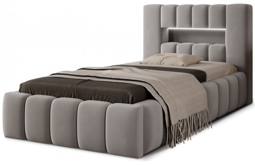 Postelja Lamica 90x200 z lesenim okvirjem, dvižnim mehanizmom in predalom za posteljnino