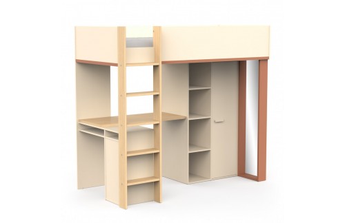 Postelja s pisalno mizo CAMILLIA 135996 (rjava/bež/hrast)