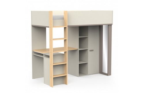 Postelja s pisalno mizo CAMILLIA 444838 (rjava/siva/hrast)