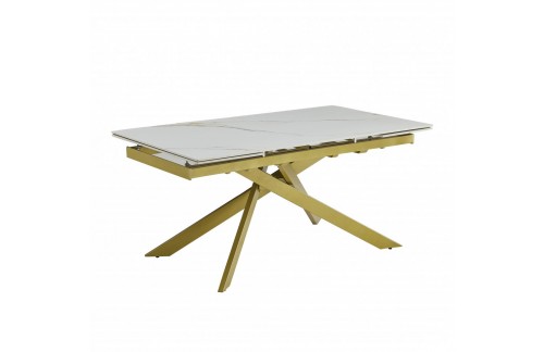 Raztegljiva jedilna miza GOLDIE 160+40+40 (bela/zlata)