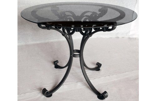 Ročno kovana okrogla miza s steklom ø90cm
