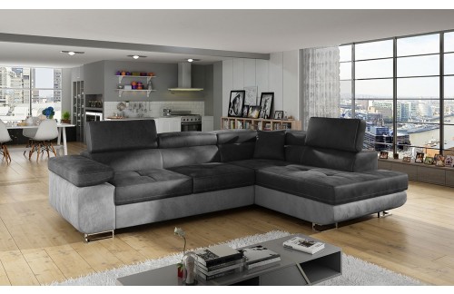 KOTNA SEDEŽNA  GARNITURA NOTIE - MONOLITH SIVA DESNA