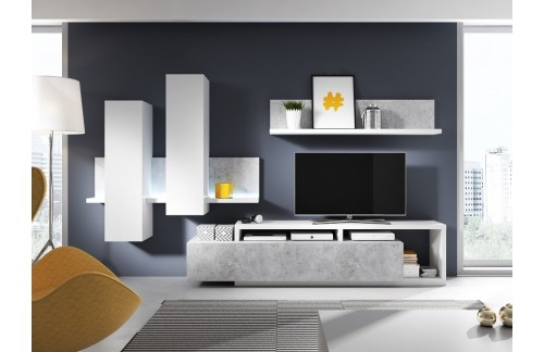 Dnevna soba LUCY - Bela/Beton