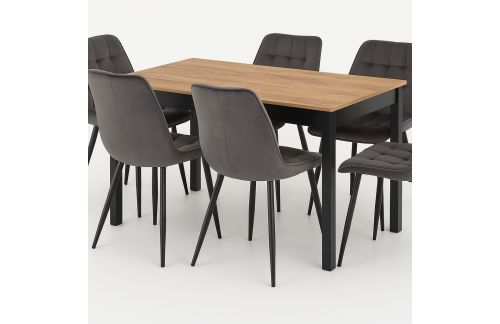 SET DORIAN – akcijski komplet: jedilna miza LAMTIS (raztegljiva) + 4x stol MESINA (siva)