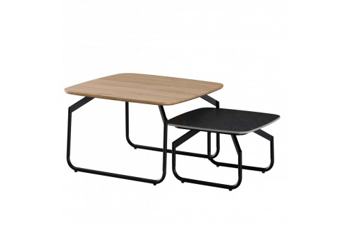 Set dveh klubskih mizic LOVASEN (hrast + črna)