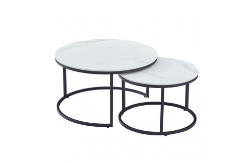 Set dveh klubskih mizic TAJDA (črn marmor/zlata)