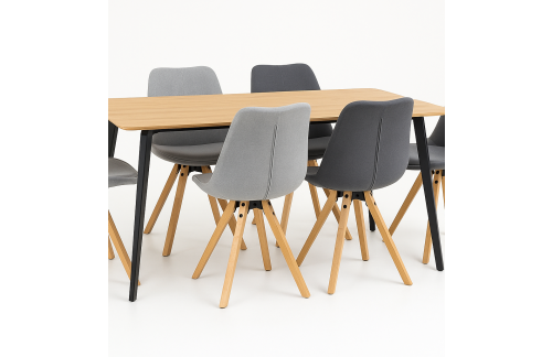 AKCIJSKI SET TRNOVO – miza CADRO + 4 stoli DORIAN (svetlo siva, temno siva)