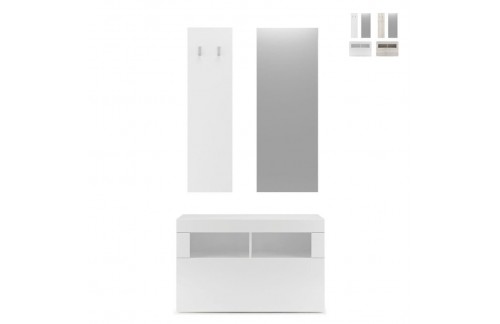 Set za hodnik s stojalom, ogledalom in omarico BASIC 409015-1