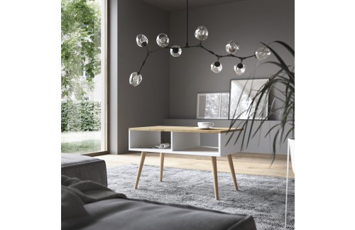 Skandinavska klubska mizica SANA 90x50 z leseno polico