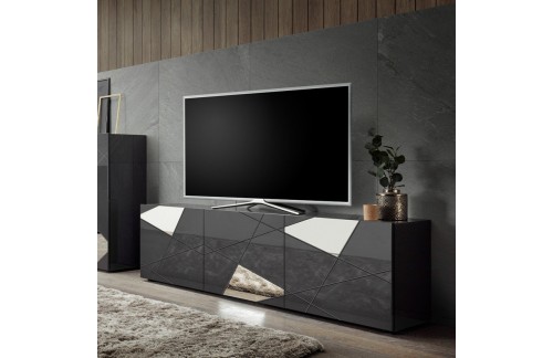 Sodoben TV regal s 3 vrati, sivi sijaj - VITTORIA 202350-03